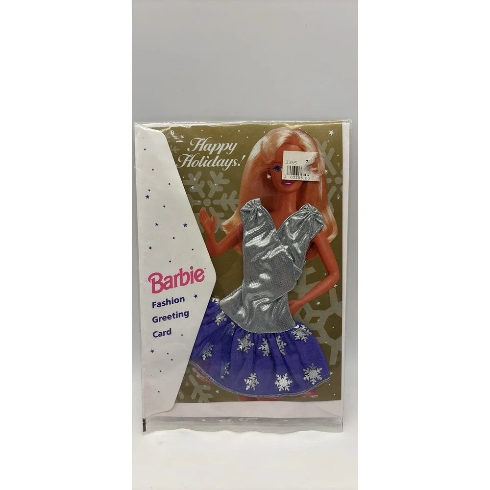 VNG Barbie Fashion Greeting Card Happy Holidays! 1995 Mattel w Party dress